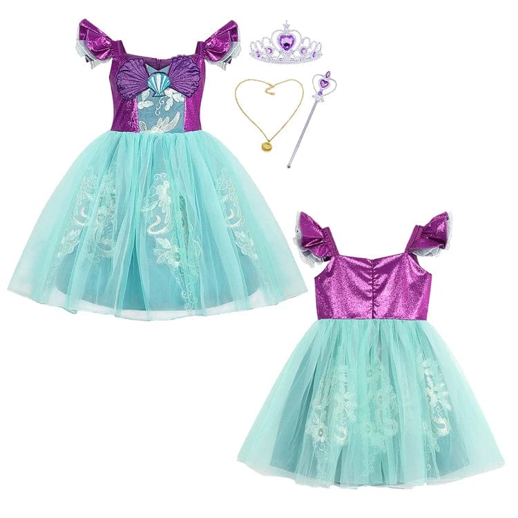 Showlu Little Mermaid Princess costume for girls featuring a tutu dress, perfect for Halloween, parties, and dress-up events.