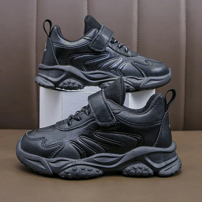 Kids white running shoes by SHOWLU FASHION STORE, breathable PU leather sneakers for boys and girls, comfortable school and sports footwear.