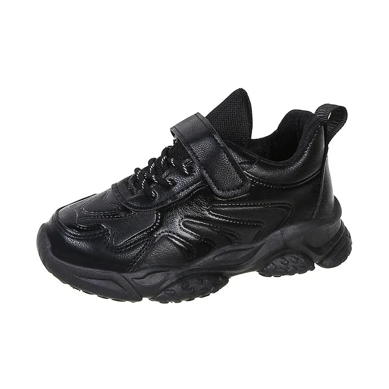 Kids white running shoes by SHOWLU FASHION STORE, breathable PU leather sneakers for boys and girls, comfortable school and sports footwear.
