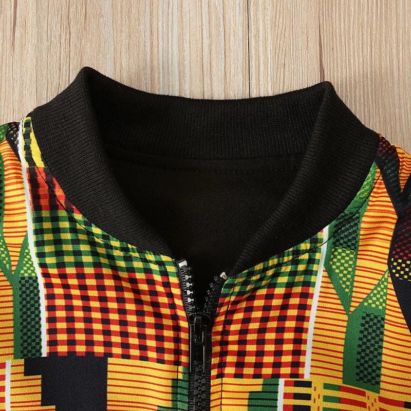 Showlu Fashion girls' bohemian zipper jacket with colorful patterns, perfect for children’s casual and stylish outdoor wear.