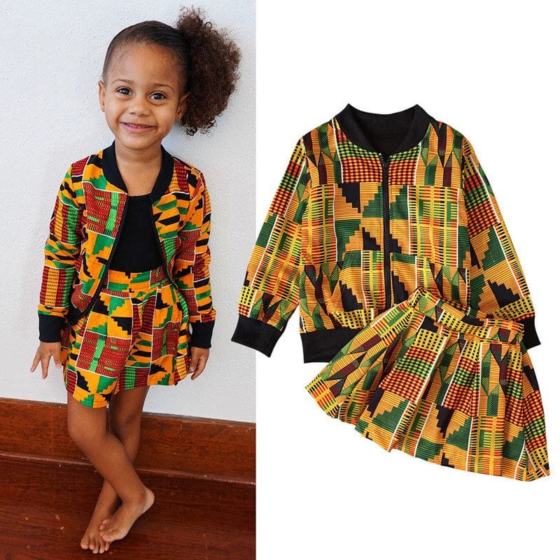 Children's bohemian zipper jacket for girls by Showlu Fashion, featuring colorful pattern and cozy style.