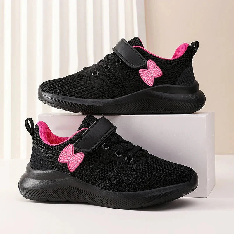Girls' breathable mesh running shoes by Showlu Fashion Store with anti-slip outdoor sole, designed for comfort and outdoor sports.