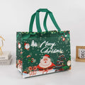 ZQNYCY Christmas gift bag featuring Santa Claus and snowman design, non-woven candy packaging bag for holiday gifts and decor.