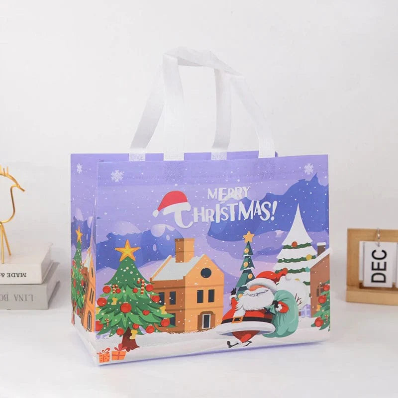 Non-woven Santa Claus and snowman Christmas gift bag by Showlu Fashion Store, festive candy packaging for holiday celebrations.