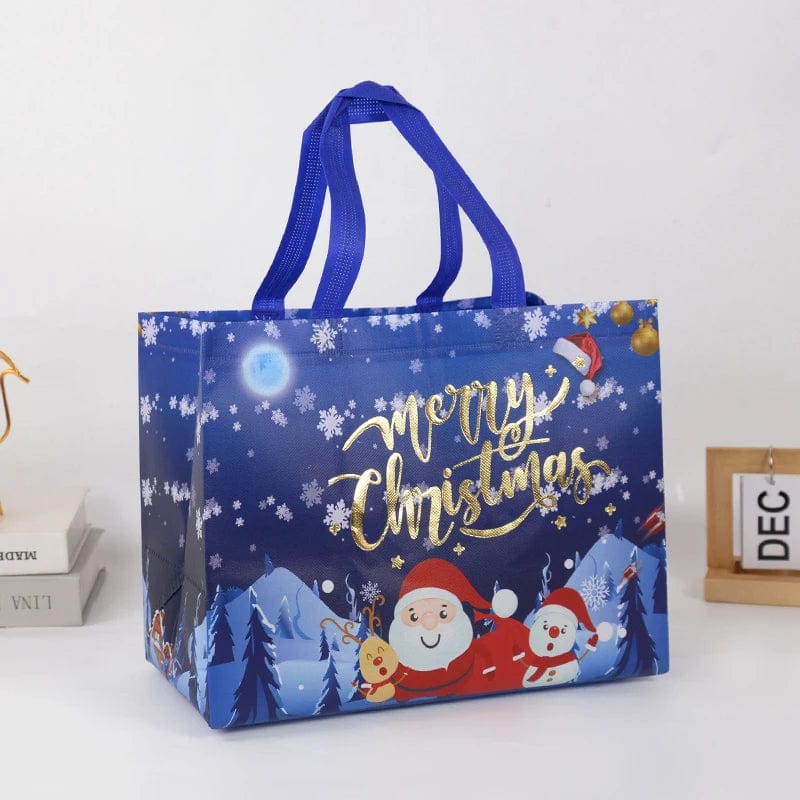 Showlu Fashion Store ZQNYCY Christmas gift bag featuring Santa Claus and snowman candy packaging, perfect for holiday presents.