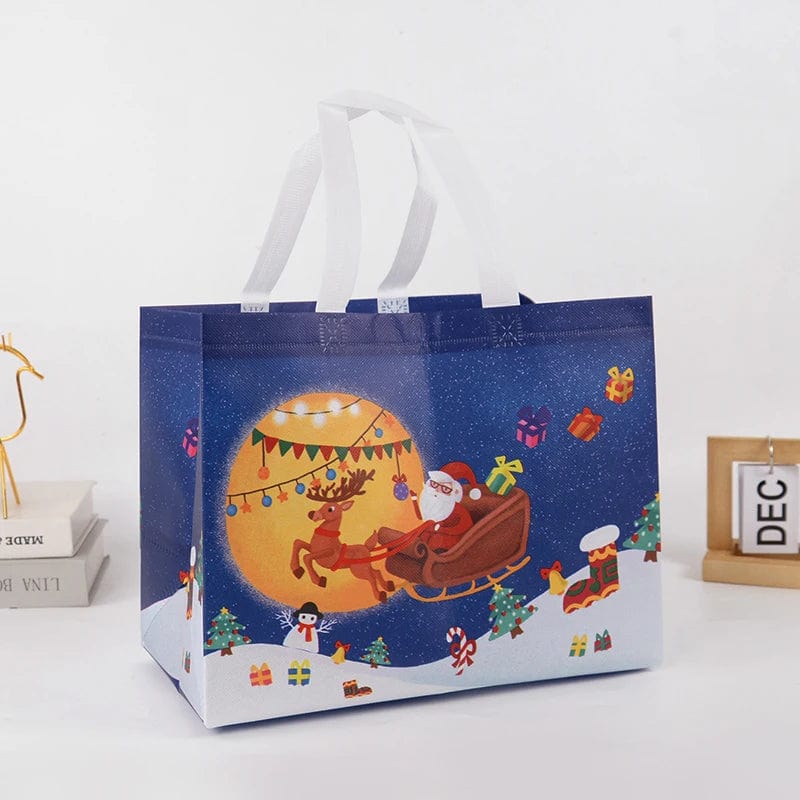 Non-woven ZQNYCY Christmas gift bag with Santa Claus and snowman design, perfect for holiday candy packaging and festive decor