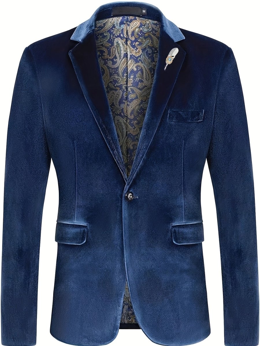 SHOWLU FASHION men's loose fit lapel suit jacket with one button, soft stretch polyester, long sleeves, ideal for business casual.