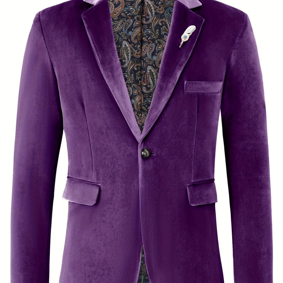 SHOWLU FASHION men's loose fit lapel suit jacket with one button, soft polyester fabric, long sleeves, ideal for business casual.