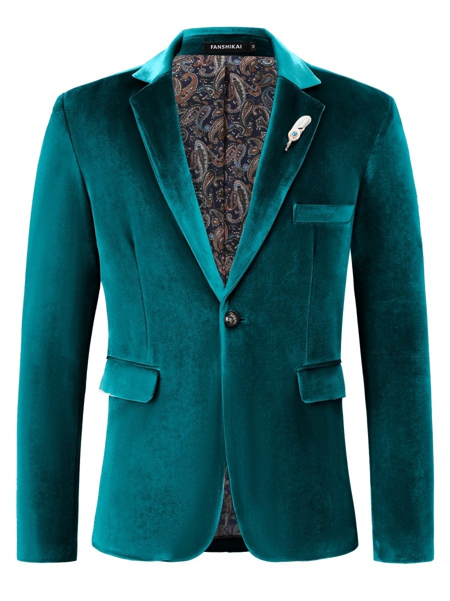 SHOWLU FASHION men's loose fit lapel blazer jacket with one button, soft stretch polyester fabric, long sleeves, ideal for casual or business wear.