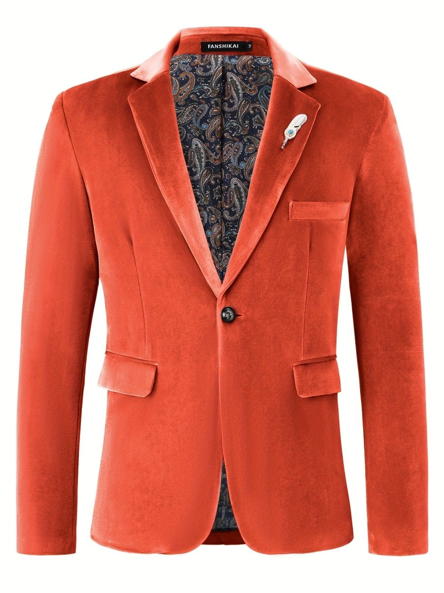 SHOWLU FASHION men's loose fit lapel suit jacket in solid polyester with one-button lapel, long sleeves, perfect for casual or business wear.