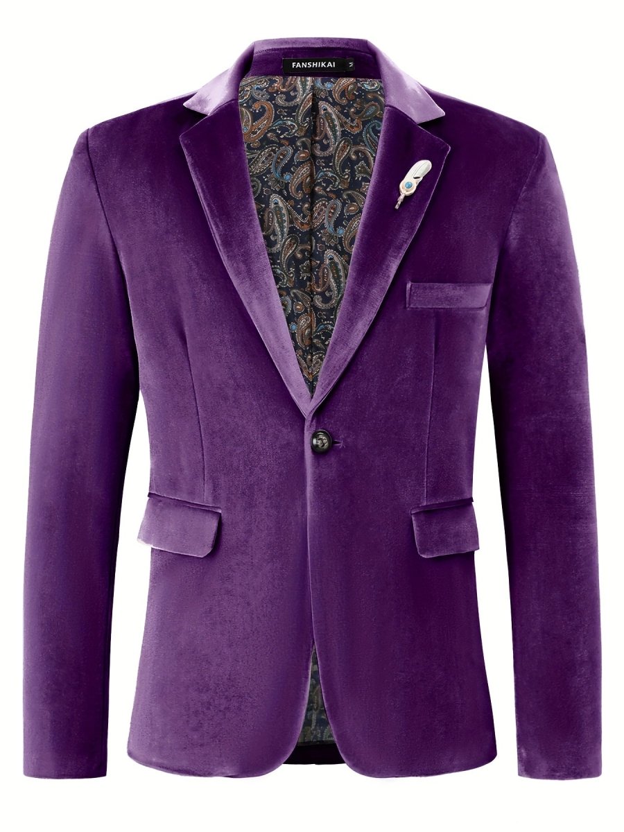 SHOWLU FASHION men's loose fit lapel suit jacket with one-button design, soft polyester fabric, long sleeves, perfect for business casual.