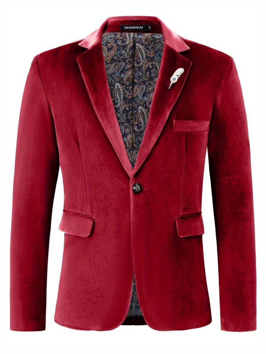 SHOWLU FASHION men's loose fit lapel suit jacket with one button, soft stretch polyester fabric, ideal for spring and fall casual or business wear.