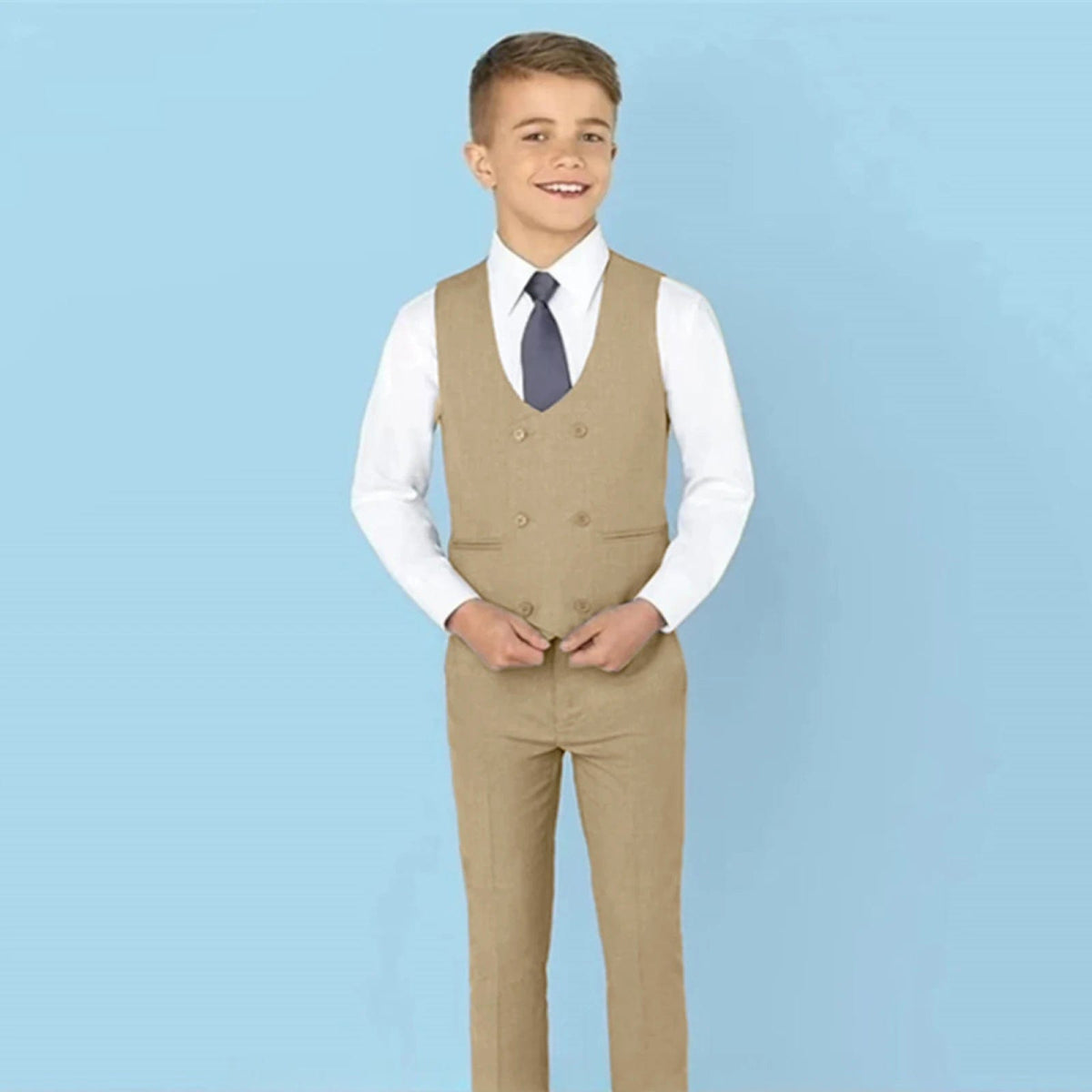 Classic Solid Paisley Suits for Boys 3 - Piece Smart Stylish Boy's Tuxedo Formal Outfit For Kids Blazer Vest And Pants For Party - SHOWLU FASHION STORE