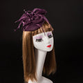 Vintage linen topper hat with floral design, elegant wedding headwear for brides, showcasing classic bridal fashion by Showlu Fashion.