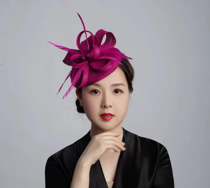 Vintage linen topper hat by Showlu Fashion, elegant floral wedding headwear for classic bridal styles.