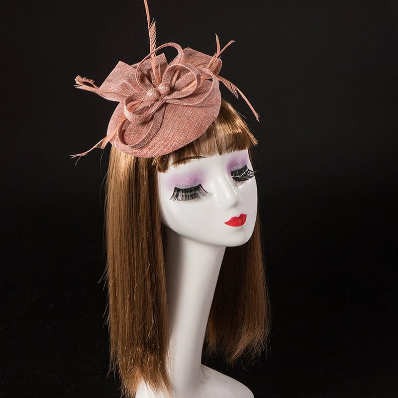 Vintage linen topper hat by Showlu Fashion, elegant floral wedding headwear for bridal accessories.