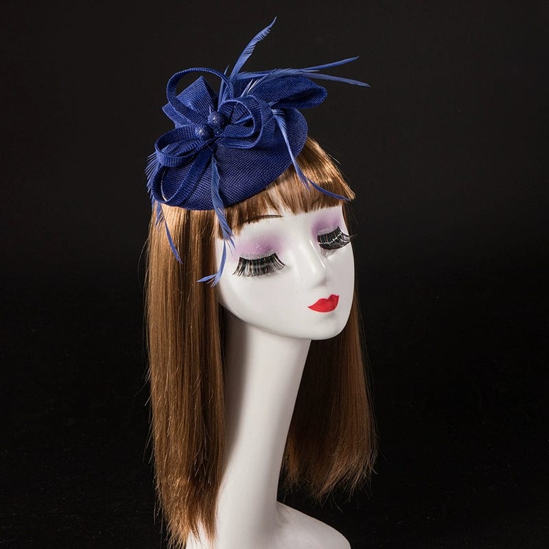 Vintage linen topper hat with floral design, elegant wedding headwear for brides, by Showlu Fashion.