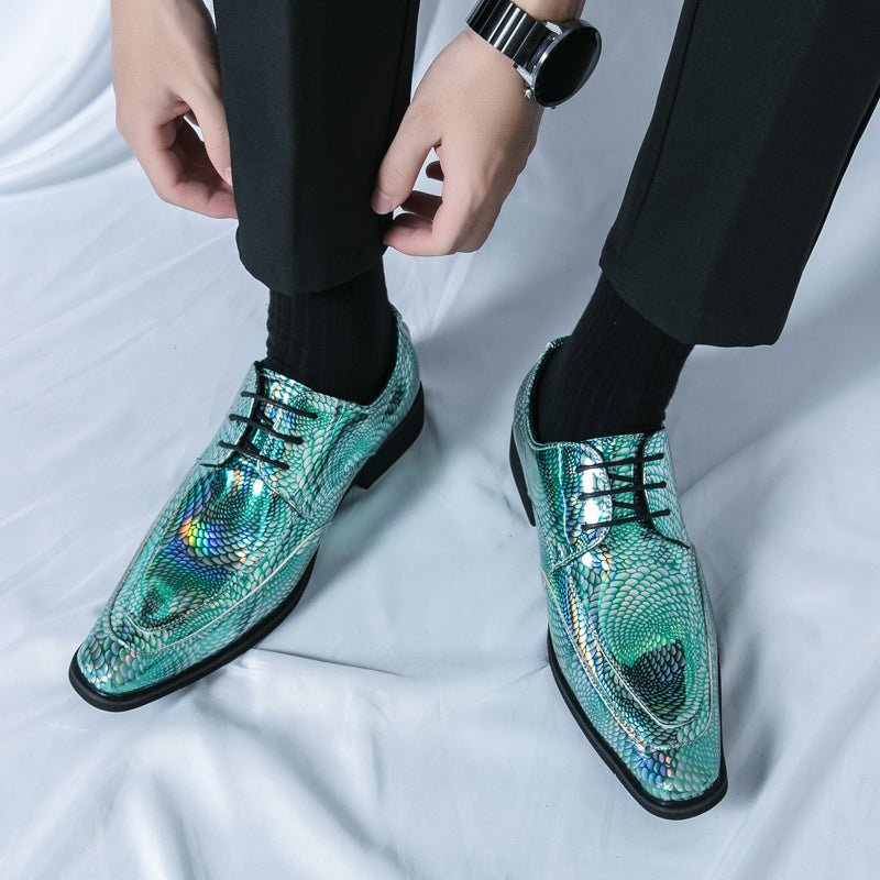SHOWLU FASHION men's classic slip-on formal shoes in plain toe PU leather, stylish and elegant for special occasions.
