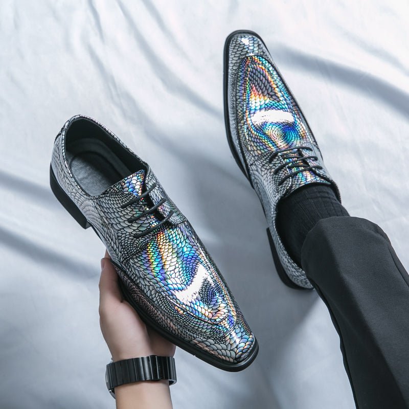 SHOWLU FASHION men's classic slip-on formal shoes in plain toe PU leather, stylish and elegant for weddings, parties, and celebrations.