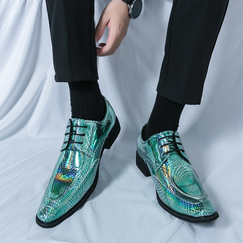 SHOWLU FASHION men's classic slip-on formal shoes in plain toe PU leather, stylish and elegant for weddings and evening events.