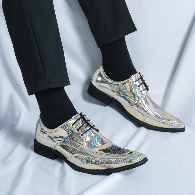 SHOWLU FASHION men's classic slip-on formal shoes in plain toe PU leather, stylish and elegant for special occasions and evenings.