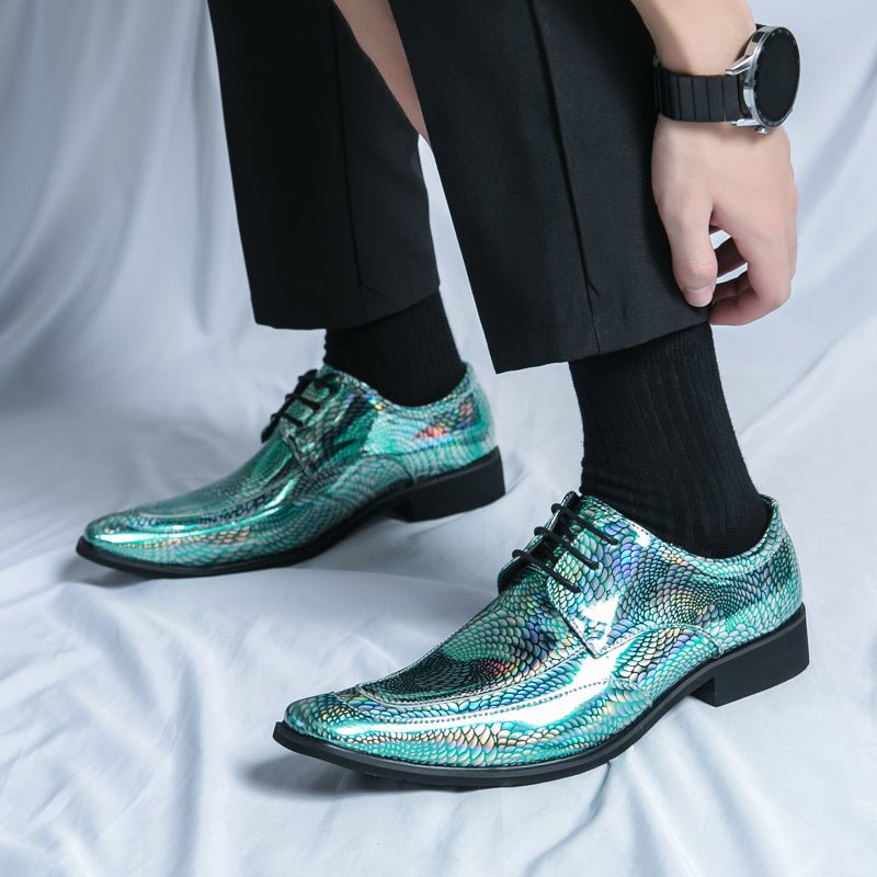 SHOWLU FASHION men's slip-on formal shoes with plain toe, made of PU leather, showcasing a stylish, elegant design for special occasions.