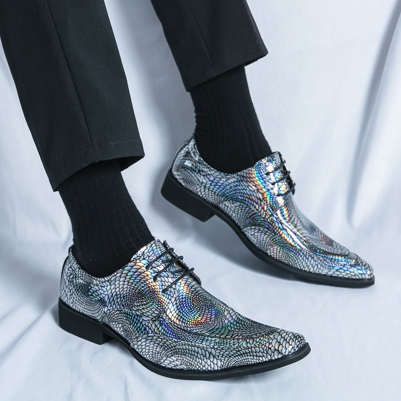SHOWLU FASHION men's slip-on formal shoes in plain toe PU leather, stylish and elegant for weddings, parties, and special occasions.