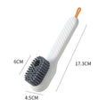 Showlu Soft Bristle Liquid Shoe Brush with long handle for cleaning shoes, clothes, and household surfaces.