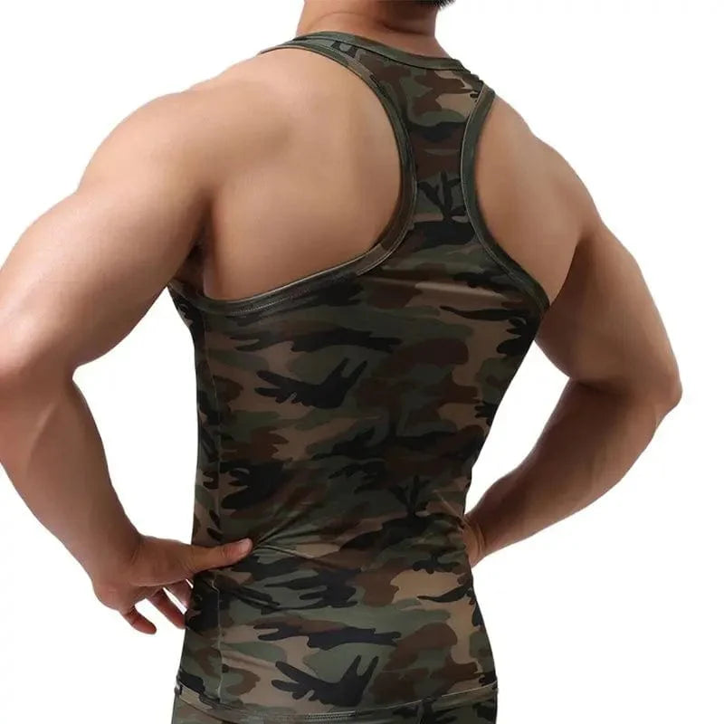 Clever MenMode men's camouflage quick dry tank top from SHOWLU FASHION STORE, sleeveless fitness vest with elastic fabric for bodybuilding.