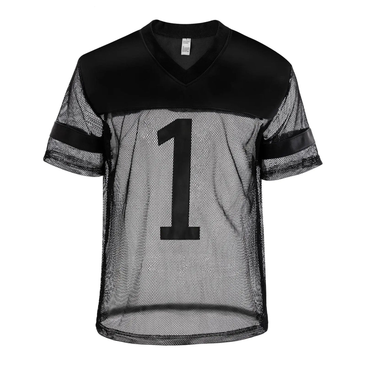 Men's PU leather fishnet T-shirt from SHOWLU FASHION STORE featuring mesh fabric, see-through design, short sleeves, and clubwear style.