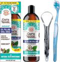 GuruNanda Mickey D Coconut Oil Pulling Mouthwash with 7 essential oils for fresh breath and healthy teeth, alcohol-free, 8 oz.
