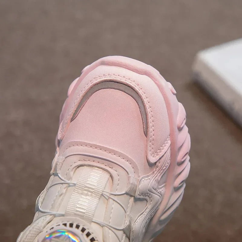 Colorful kids' mesh running shoes for boys and girls, breathable and lightweight sneakers perfect for spring and active play.