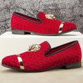 Men's SHOWLU business loafers with round toe slip-on design, made of PU leather, ideal for formal and party wear.