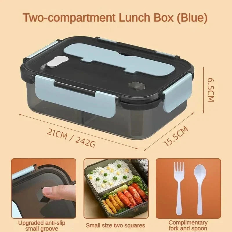 YIYUEQIANLI 1500ML portable bento lunch box with fork and spoon, microwave-safe food storage container for kids, students, and office use