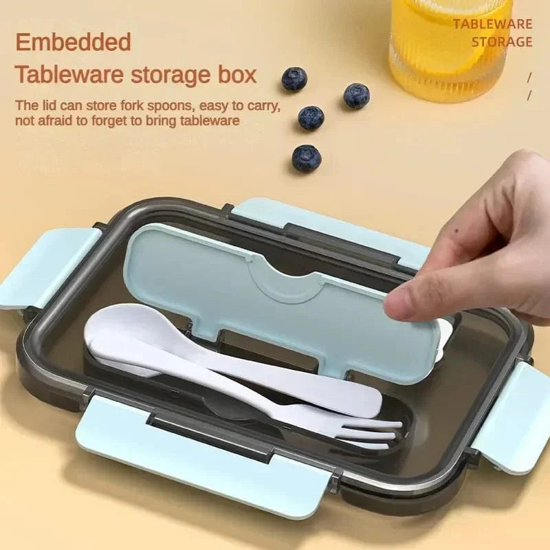 YIYUEQIANLI 1500ML portable bento lunch box by SHOWLU FASHION STORE with fork and spoon, microwave-safe food storage for kids and adults