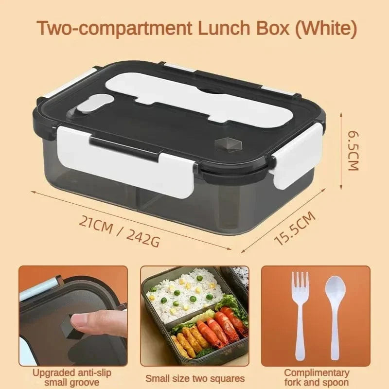 YIYUEQIANLI 1500ML portable bento lunch box with compartments, fork, and spoon, ideal for kids, students, and office use