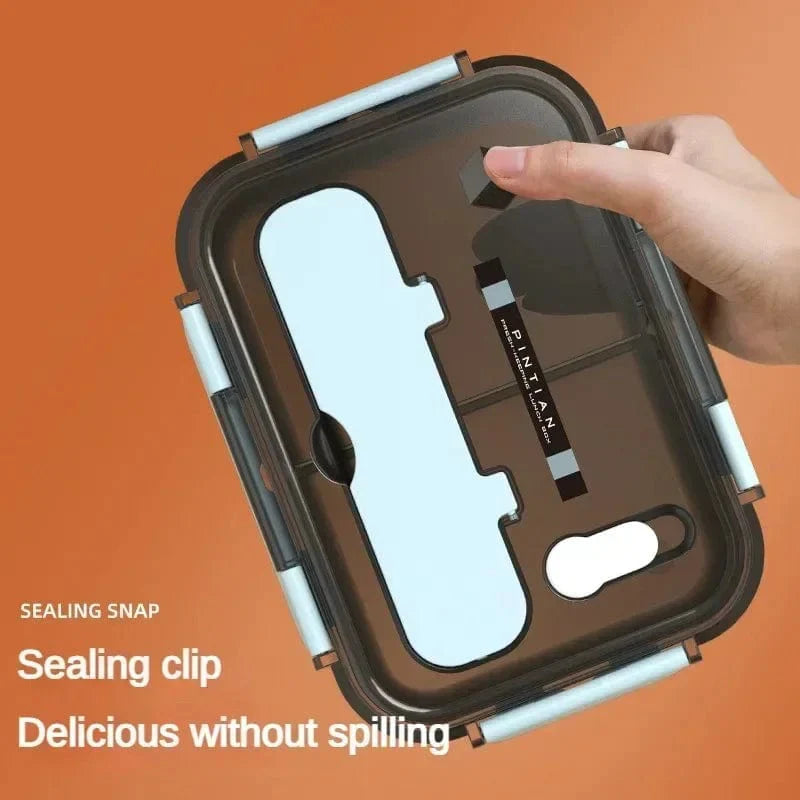 YIYUEQIANLI 1500ML portable bento lunch box with fork and spoon, microwave-safe food storage container for kids, students, and office use