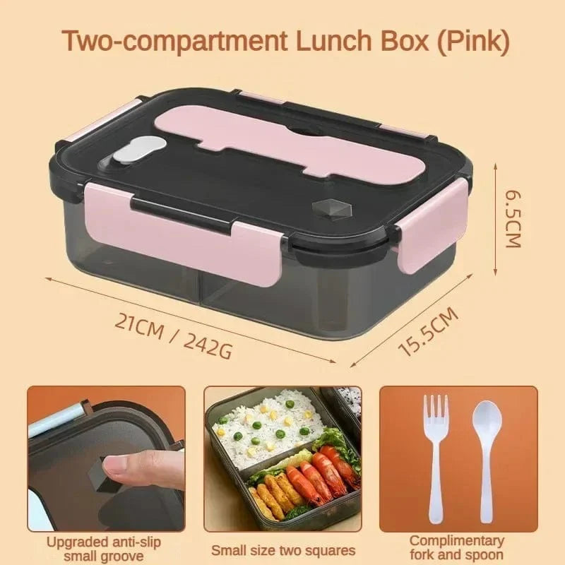 YIYUEQIANLI 1500ML portable bento lunch box with fork and spoon, microwave-safe food storage container for kids and adults