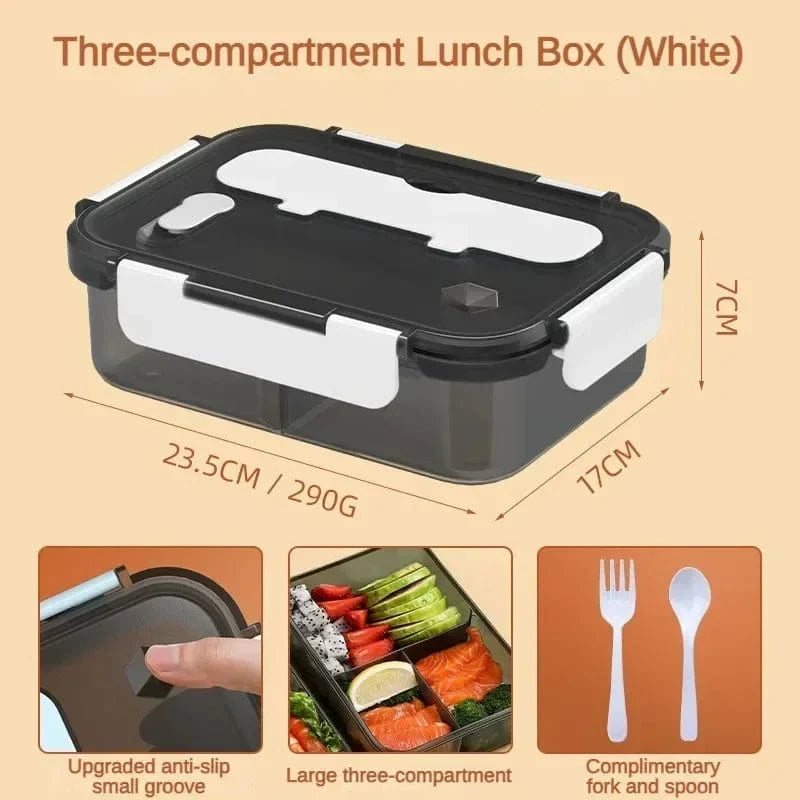 YIYUEQIANLI 1500ML portable bento lunch box with fork and spoon, microwave-safe food storage container for kids, students, and office.