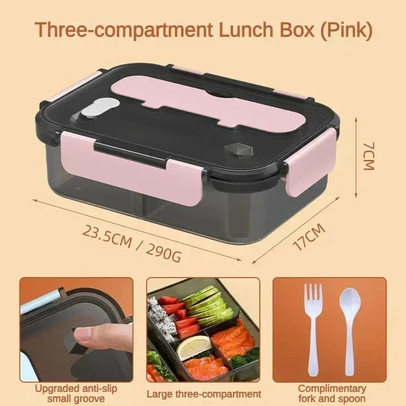 YIYUEQIANLI 1500ML portable bento lunch box with fork and spoon, featuring multiple compartments for kids, students, and office use