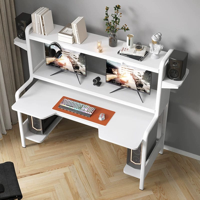 Modern SHOWLU computer desk with integrated bookshelf, simple design for small apartments, ideal as a study or home workspace.