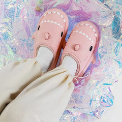 Comwarm Shark Plush Slippers For Women Men Autumn And Winter Warm Cartoon Cotton Slipper Non - Slip Waterproof Outdoor Home Shoes - SHOWLU FASHION STORE