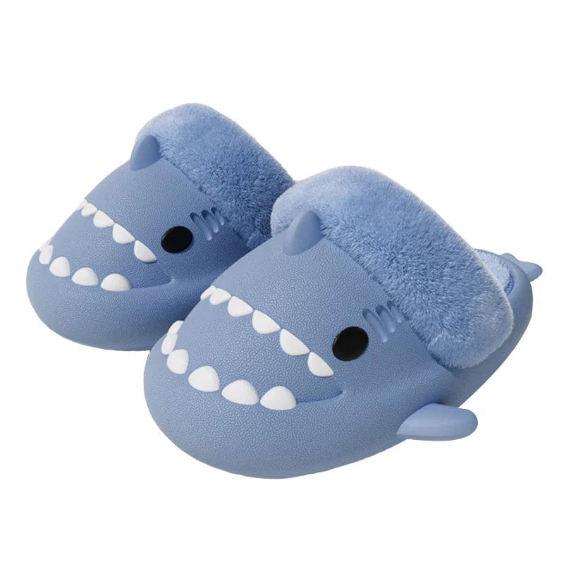 Comwarm shark plush slippers by SHOWLU FASHION STORE, waterproof, non-slip cotton shoes for women and men, cozy indoor and outdoor wear.