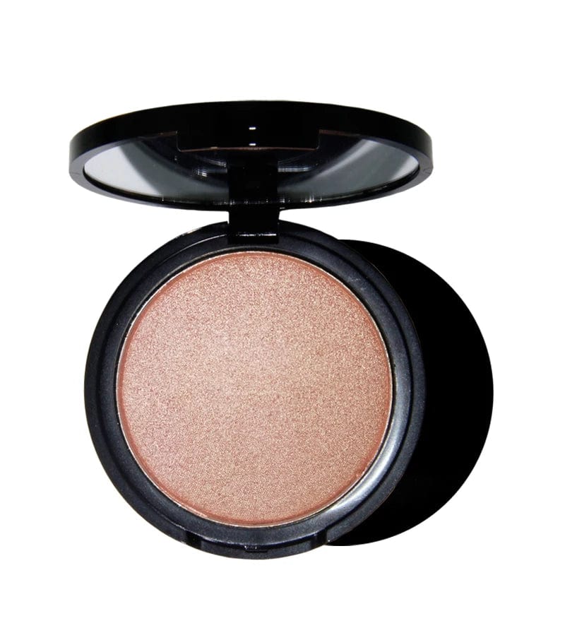 Showlu Gold Pressed Powder Highlighter and Waterproof Mineral Bronzer makeup set with gold-toned makeup powders for face highlighting.