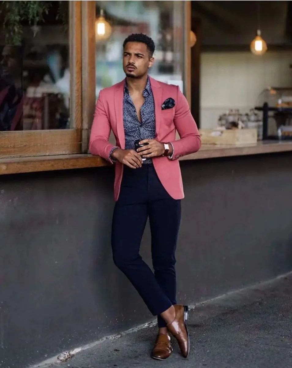 SHOWLU FASHION STORE men's slim fit Italian-style 2-piece suit, ideal for weddings and business events, featuring blazer and matching pants.