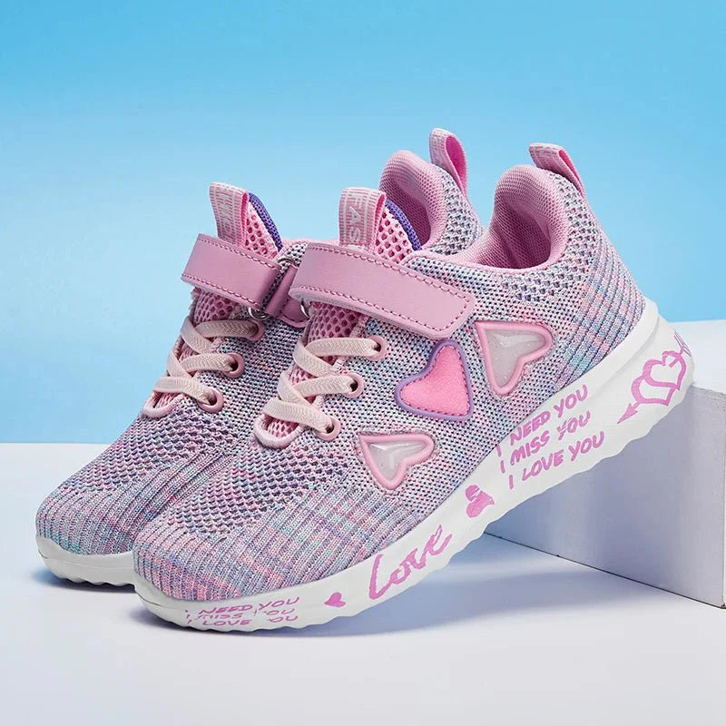 QIFENG girls mesh running shoes by SHOWLU FASHION STORE, lightweight breathable knit sneakers perfect for spring and summer wear.