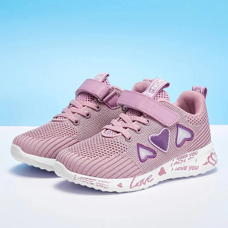 QIFENG girls mesh running shoes by SHOWLU FASHION STORE, lightweight breathable knit sneakers perfect for spring and summer wear.