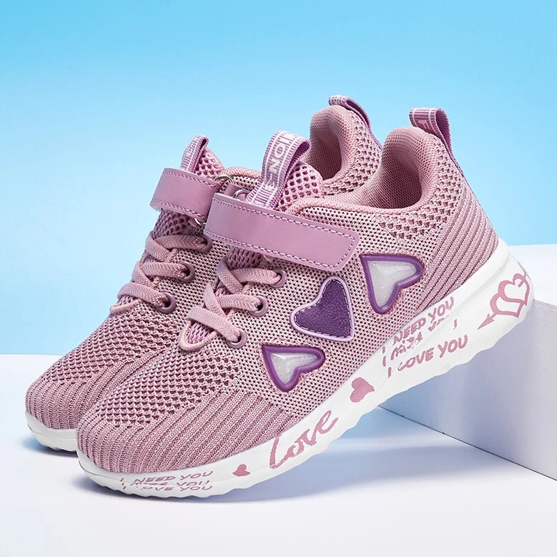 QIFENG Girls mesh running shoes by SHOWLU FASHION STORE, breathable lightweight knit sneakers for casual spring and summer wear.
