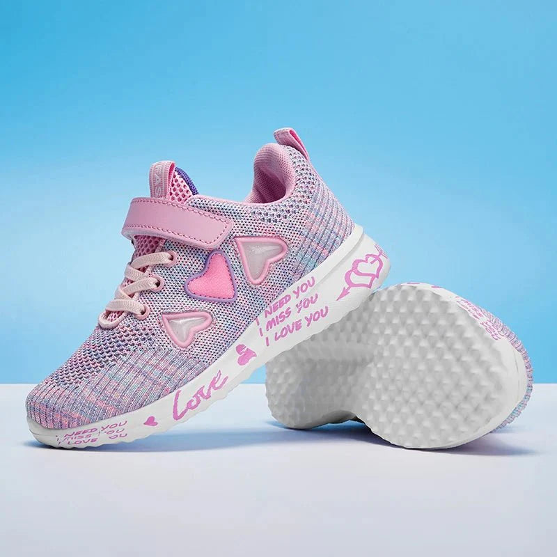 QIFENG Girls mesh running shoes by SHOWLU FASHION STORE, breathable lightweight knit sneakers perfect for casual spring and summer wear.