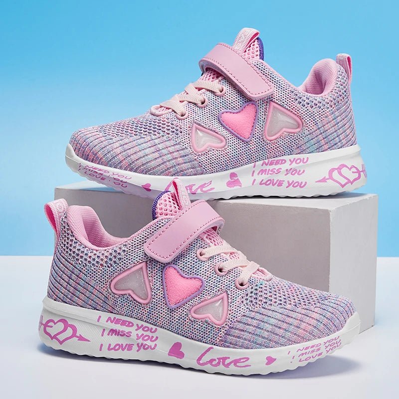 QIFENG girls mesh running shoes by SHOWLU FASHION STORE, breathable lightweight knit sneakers for casual spring and summer wear.